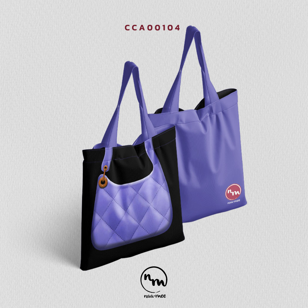 กระเป๋าแคนวาส CANVAS BAG พิมพ์ลาย กระเป๋าสีม่วงII CCA00104 #NaaMeeConcept #SHOPTER