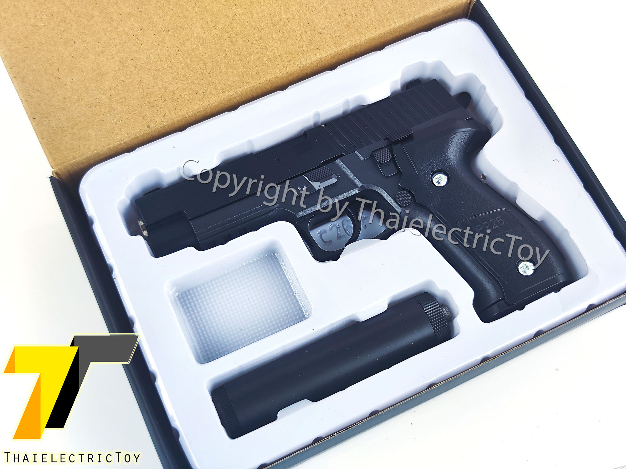 ปืนอัดลมเหล็ก sig sauer p226 ชักยิงทีล่ะนัด ลำกล้องยาว 7.5 นิ้ว หนัก 508 กรัม