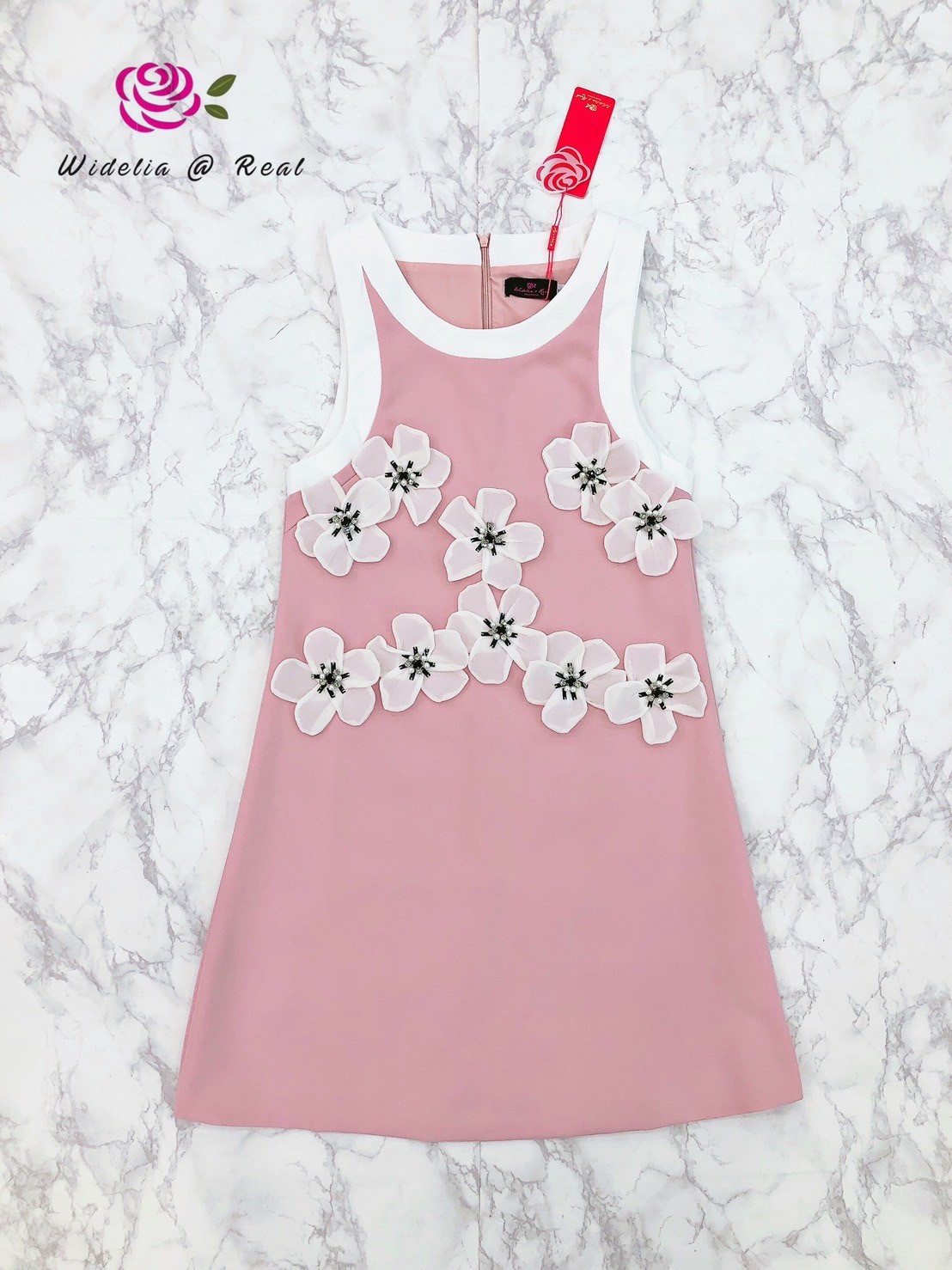 KD Dress เดรสแขนกุดแสนสวย ( ชมพู )
