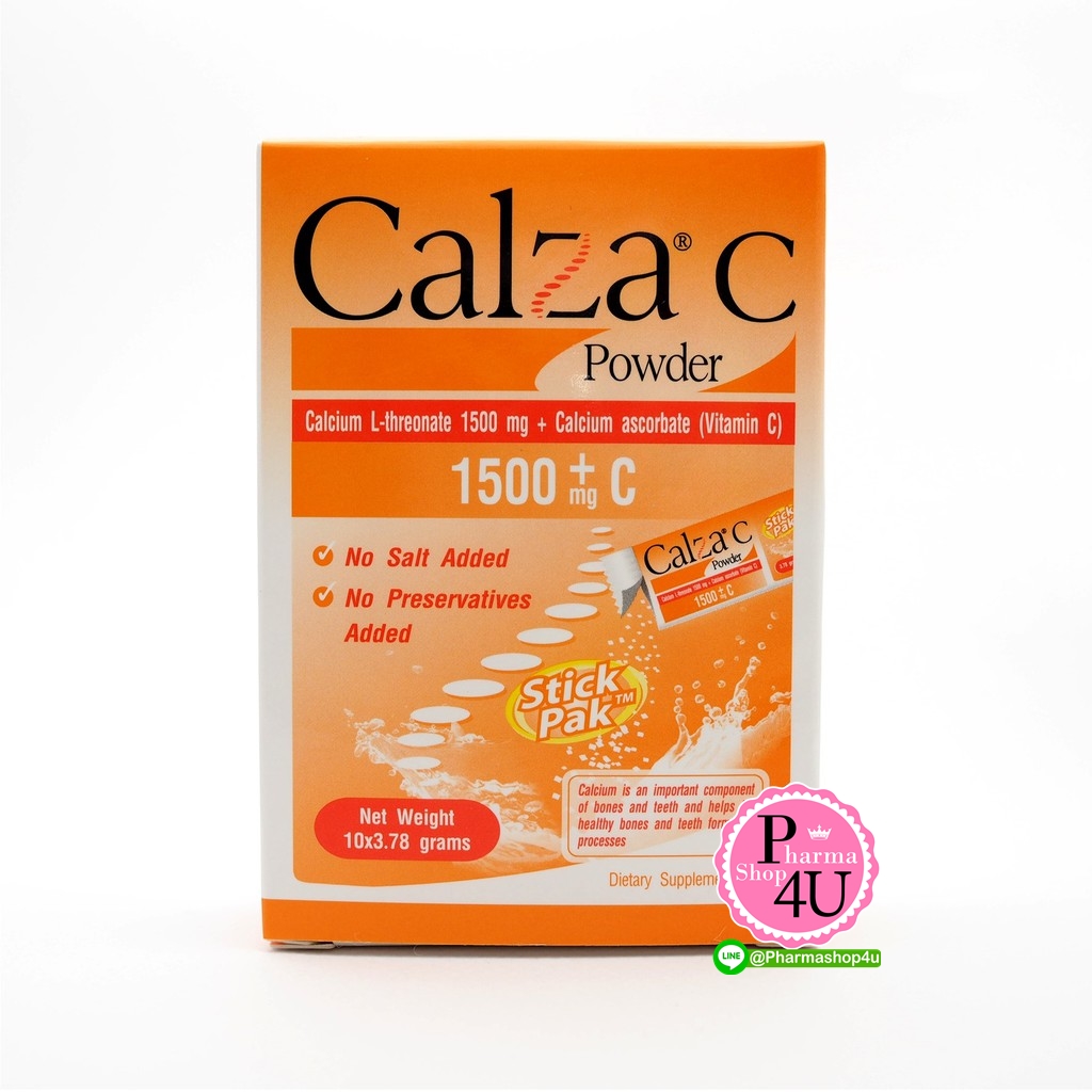 Calza C Powder แคลซ่า ซี แคลเซียม แอล- ทรีโอเนต 1500 mg. + ซี แบบชงน้ำ (กล่อง 30 ซอง)