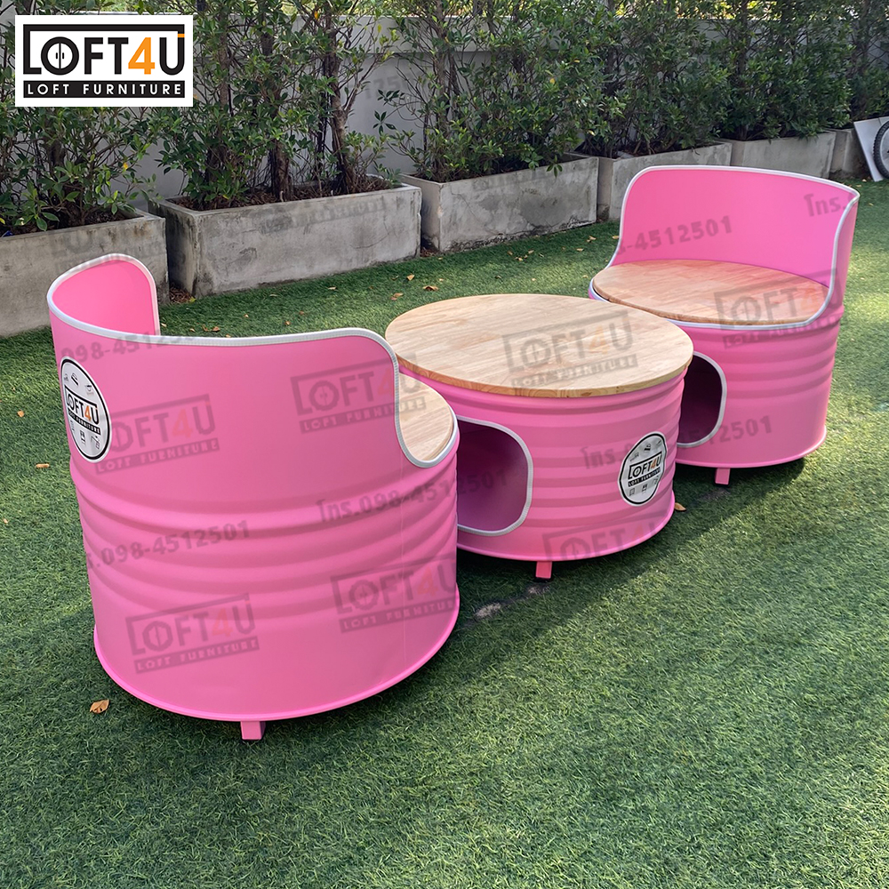 โต๊ะคาเฟ่2ที่นั่ง : Cafe Table Set : wooden cushion / 2 seats