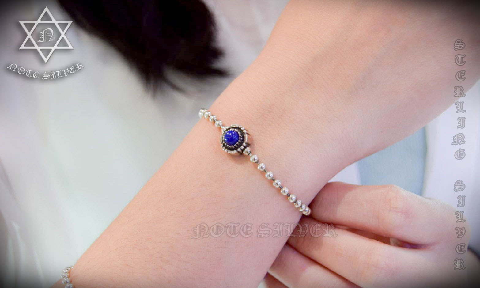 สร้อยข้อมือบอล หินลาพิสแท้ Sterling Silver 925 NSBL2303