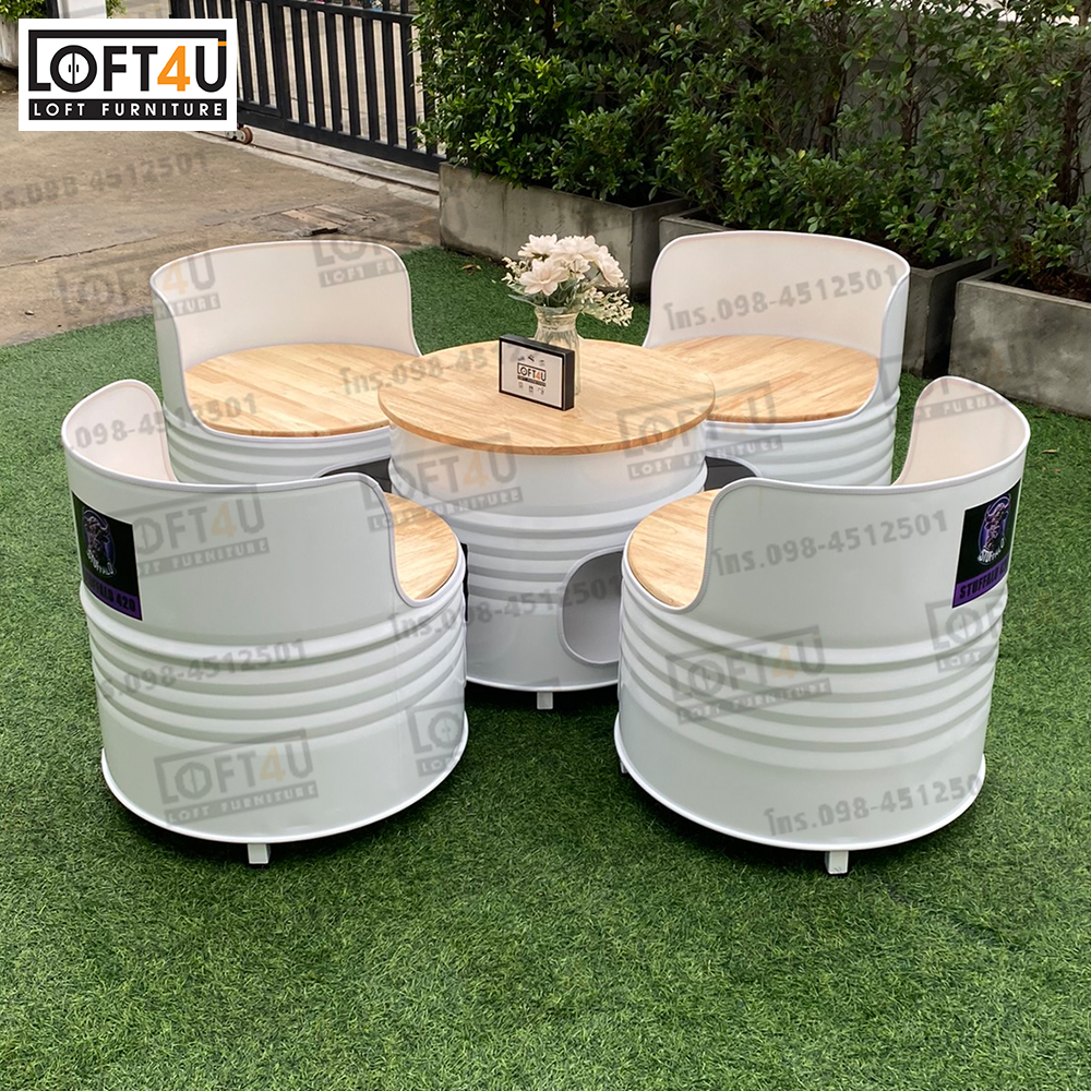 โต๊ะคาเฟ่ Cafe Table Set : wooden cushion / 4 seats