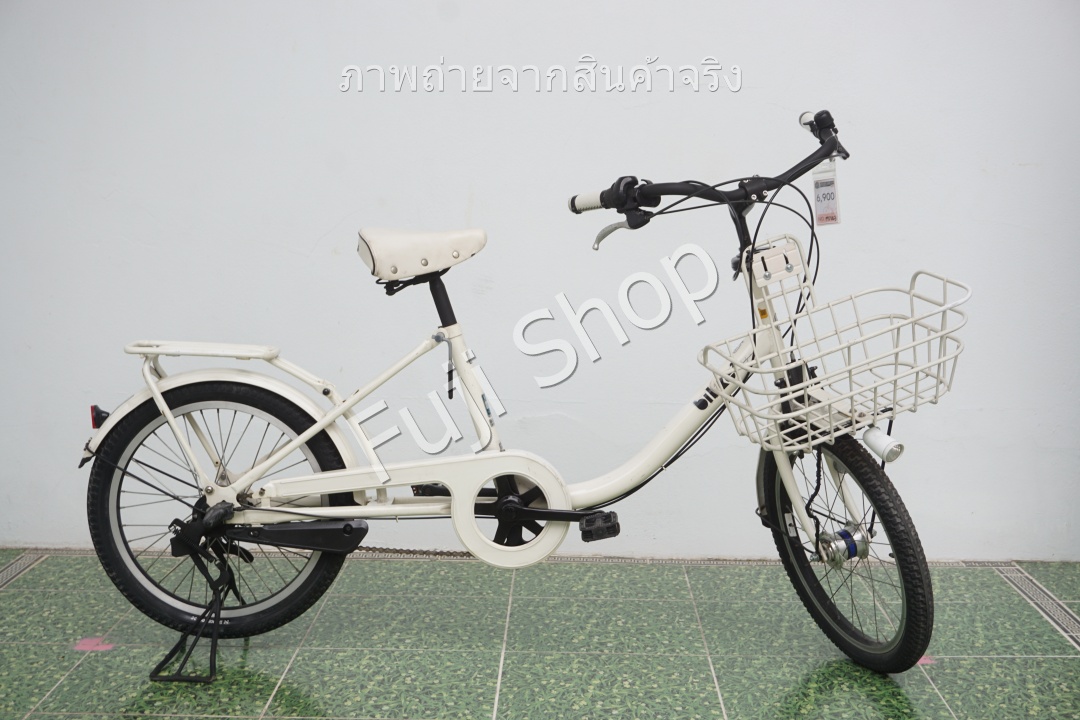 จักรยานแม่บ้าน Cargo ญี่ปุ่น - ล้อ 20x2.125 - เกียร์ดุม 3 สปีด - ไฟหน้าอัตโนมัติ - Bridgestone Bikke 2 - สีขาว [จักรยานมือสอง]