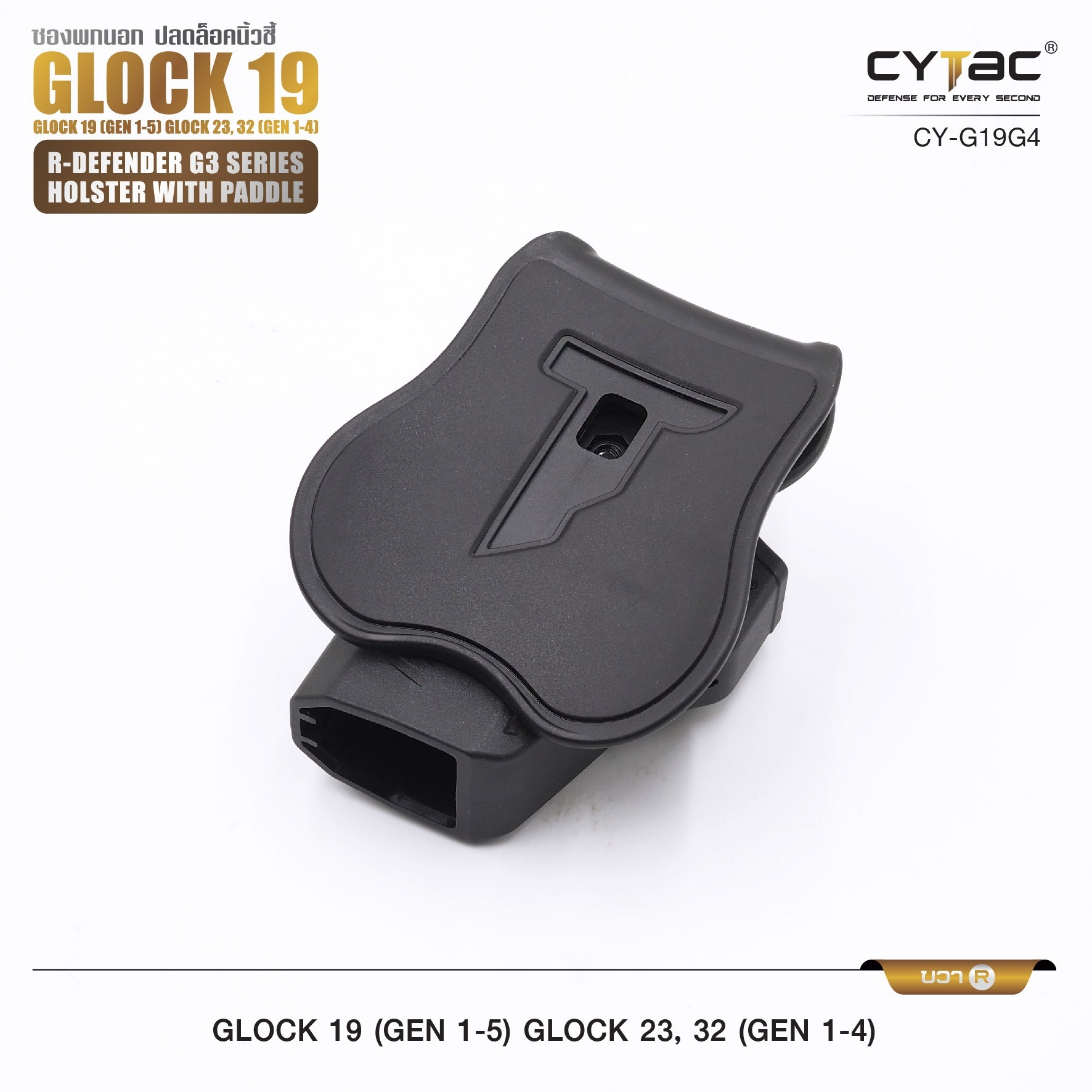 รุ่น GIock 19, 23, 32 Level II Holster | CYTAC Holster ซองพกนอกปลดนิ้วชี้