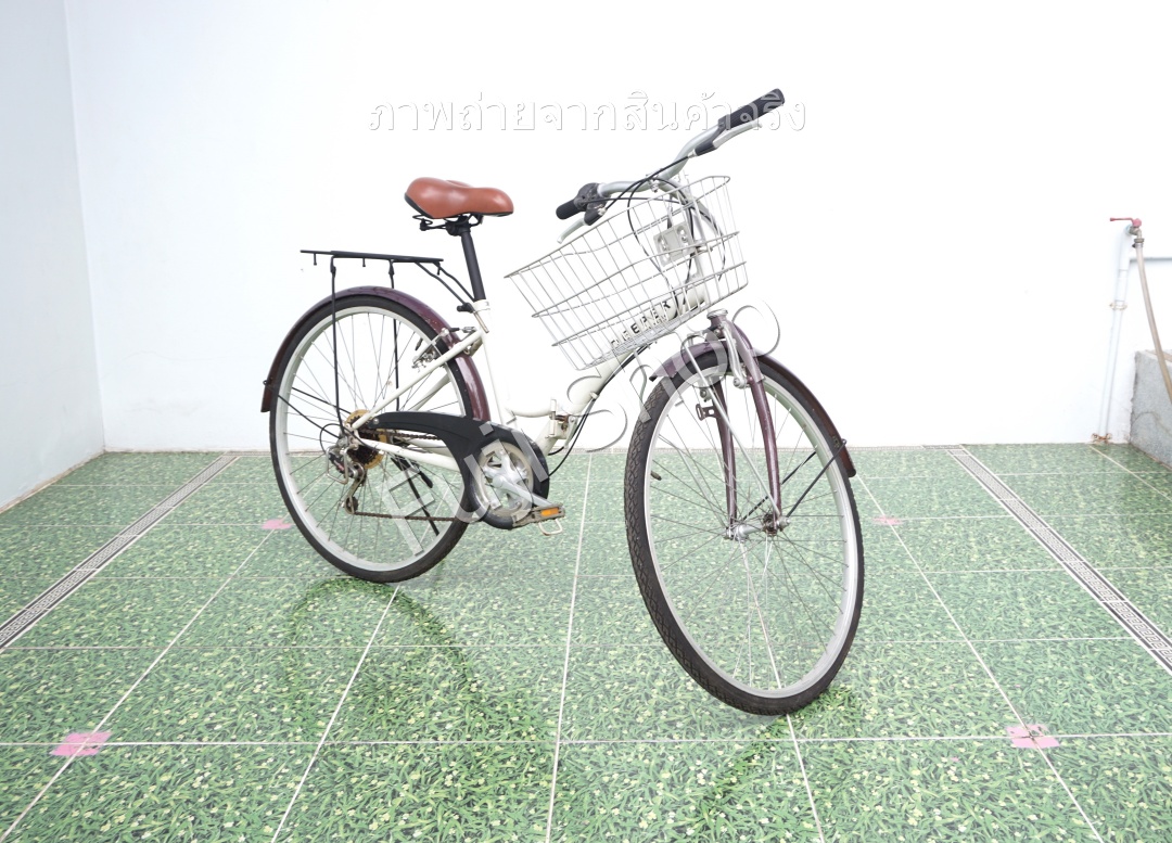 จักรยานแม่บ้านพับได้ ญี่ปุ่น - ล้อ 26 นิ้ว - เกียร์ 6 สปีด - สีขาว [จักรยานมือสอง]