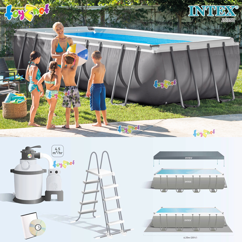 Intex Rect. Ultra Frame Pool Set 18ft (5.49x2.74x1.32 m) w/Sand Filter Pump-Ladder-Pool Cover-Ground Cloth no.26352