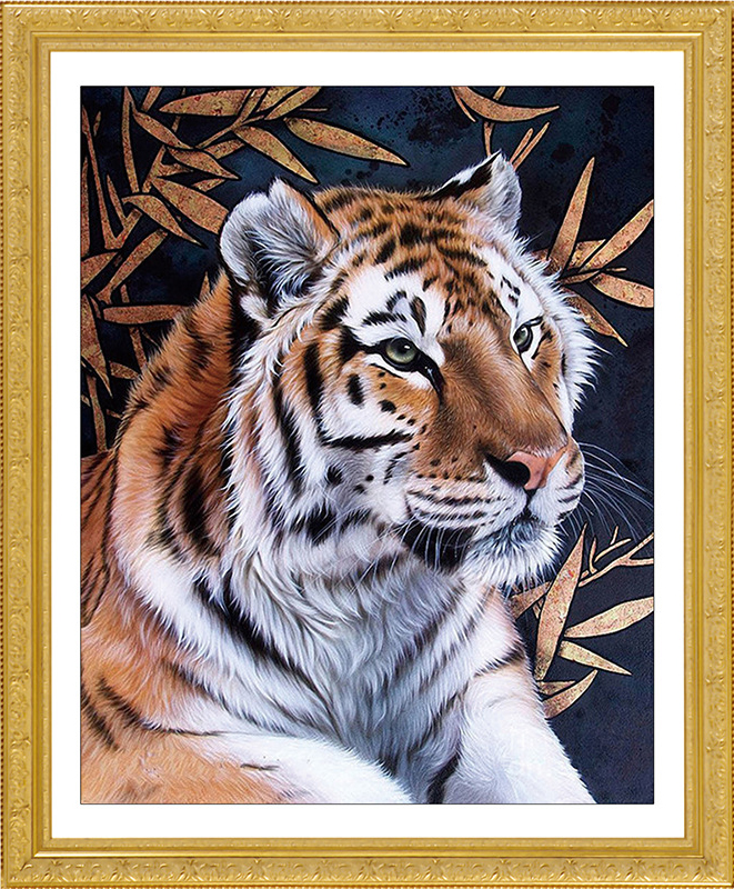 tiger-2009 *สินค้าหมด* ชุดภาพติดคริสตัลกลม ลายเสือ (งานติดเต็มภาพ) ขนาด 40*50 ซม.ผ้าแคนวาส ลงผังลายเต็ม+คริสตัลกลม 22 สี+อุปกรณ์ครบชุด