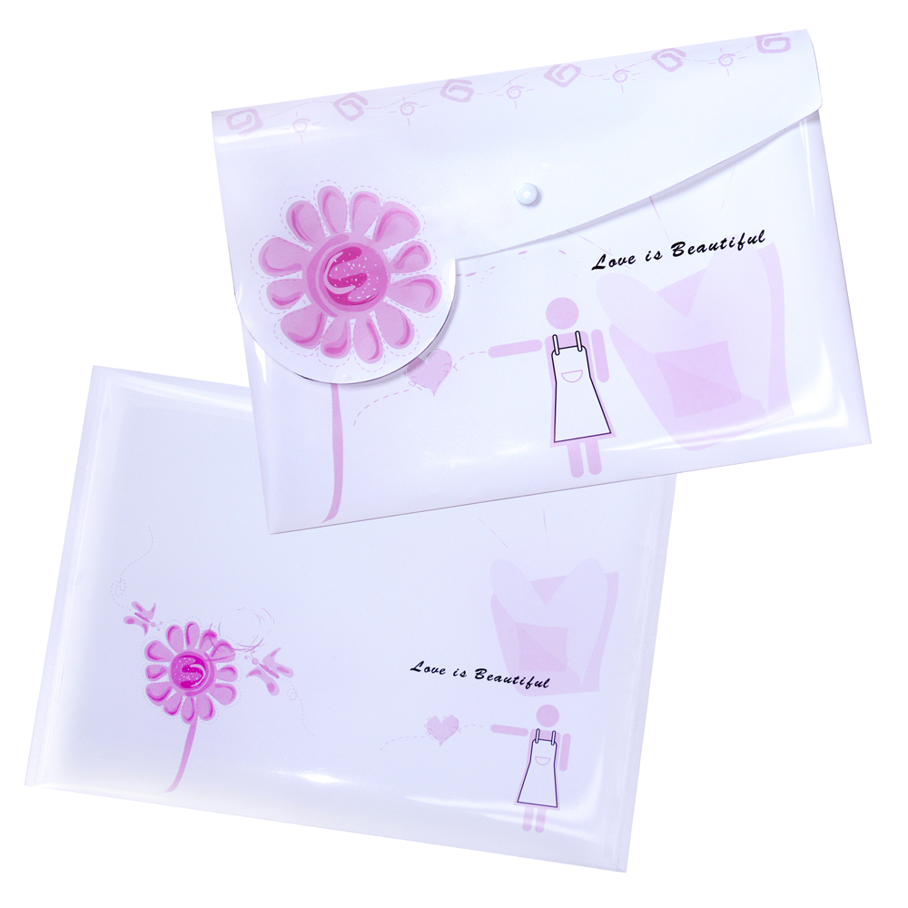 ซองกระดุม A4 แนวนอน ลาย Heart&Idea PL-224Q Love is Beautiful