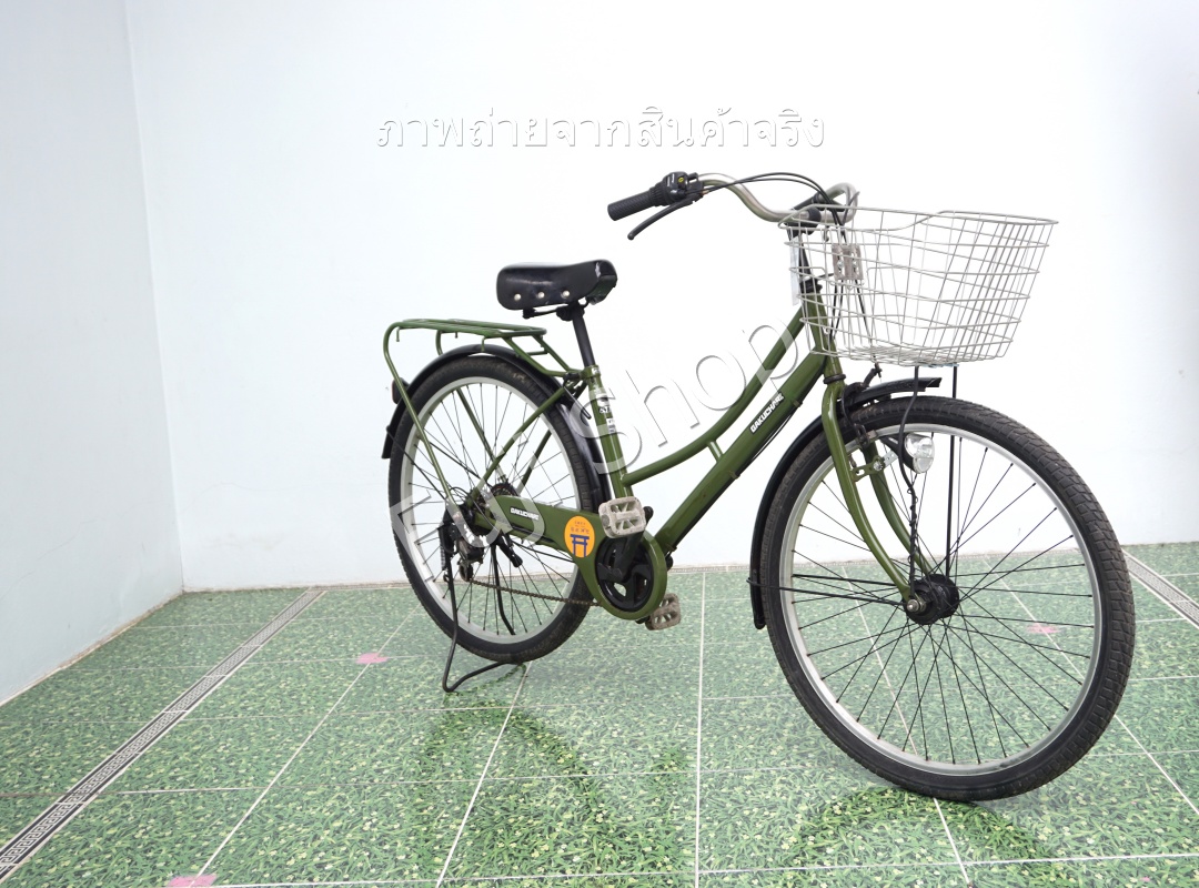 จักรยานแม่บ้านล้อโต ญี่ปุ่น - ล้อ 27.5x1.95 - เกียร์ 6 สปีด - ไฟหน้าอัตโนมัติ - Gakuchari - สีเขียว [จักรยานมือสอง]
