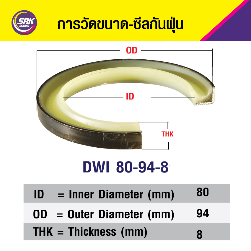 DWI NOK 80-94-8 ซีลกันฝุ่นขอบเหล็ก , ซีลกันฝุ่นNOK , ซีลกันฝุ่นไฮดลอลิค (1ชิ้น)