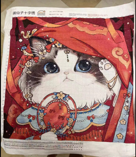 cat-1172 *สินค้าหมด* ชุดปักครอสติช ลายแมวน้อยน่ารัก 1 (งานปักเต็มลาย ไม่มีเดินเส้น) ปักครั้งละ 3 เส้นเล็ก ขนาด 50*50 ซม.ผ้าครอสติช 11CTพิมพ์ลายปักบนผ้า ไหมคอตตอน 27 สี ผังลาย เข็ม