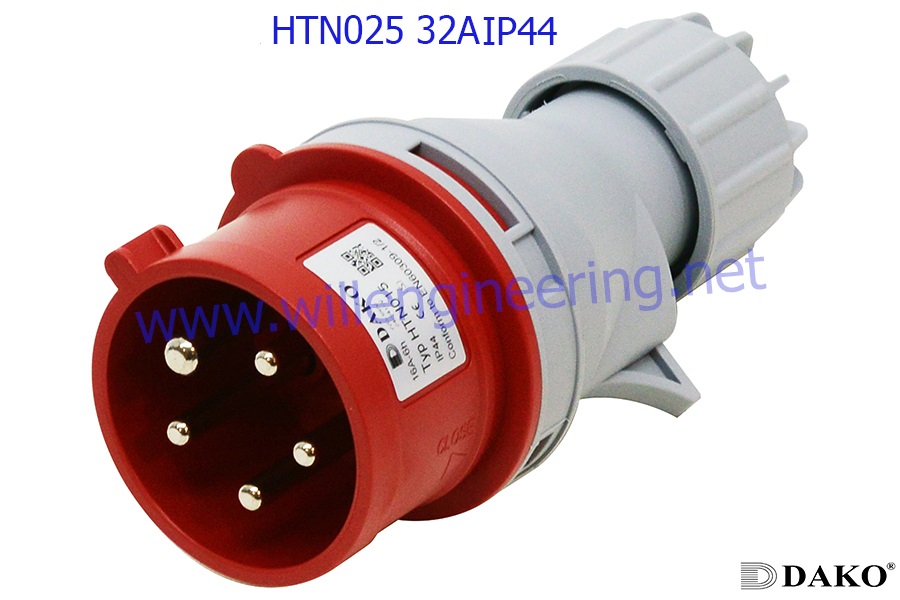 HTN025 ปลั๊กตัวผู้ 3P+N+E 32A 400V IP44 6h