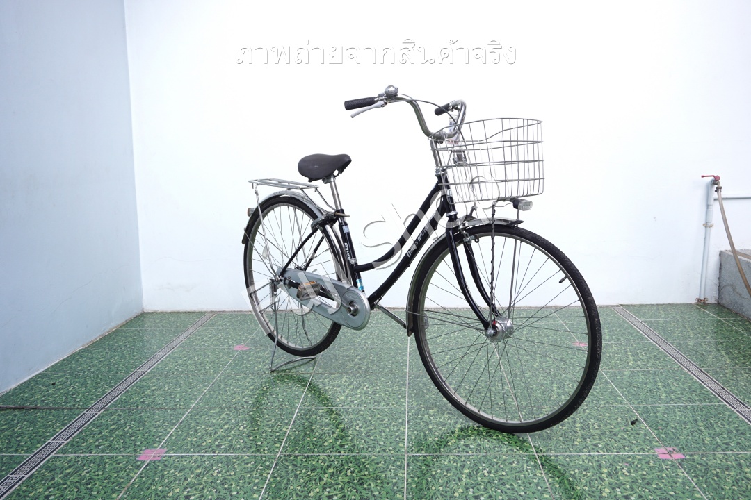 จักรยานแม่บ้านญี่ปุ่น - ล้อ 27 นิ้ว - ไม่มีเกียร์ - ไฟหน้าอัตโนมัติ - สีดำ [จักรยานมือสอง]