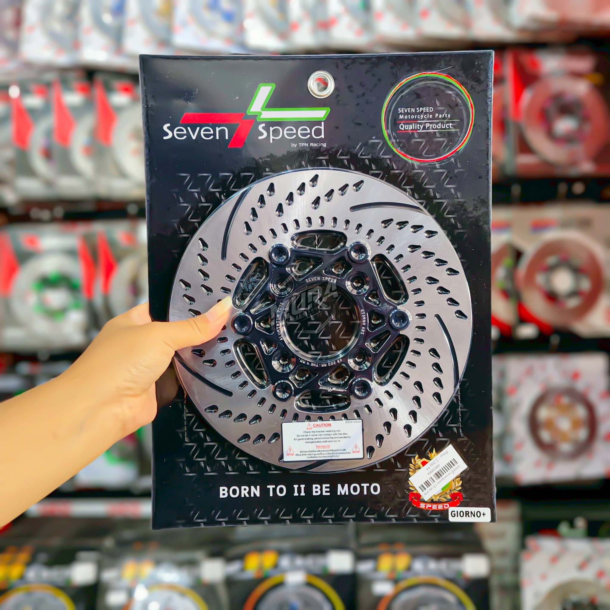 จานหน้า Seven-Speed ไส้ดำหมุดสีมี 7 สี รุ่น Giorno+ ABS ขนาดจาน 220mm.[เท่าเดิม] 🛒2200.-