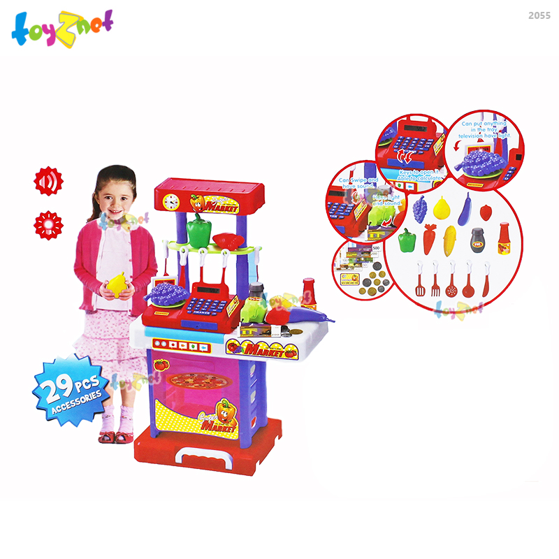 Toyznt ส่งฟรี ชุดโต๊ะเคาเตอร์ชำระเงินซูเปอร์มาร์เก็ต (สีแดง) รุ่น 2055