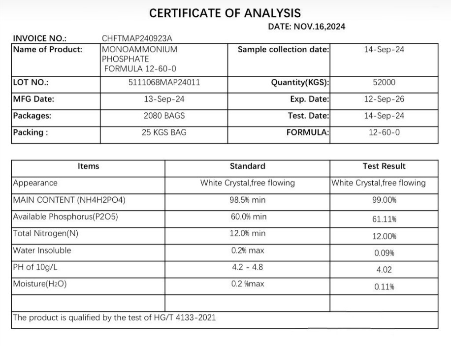 [ยกลัง] NH4H2PO4 Monoammonium phosphate MAP ปุ๋ยเกล็ดแมวทองคำ โซนิค-เอ็มเอพี โมโนแอมโมเนียมฟอสเฟต 12-61-0 บำรุงรากฝอยและช่อดอก บรรจุ 1 กิโลกรัมx25 ถุง