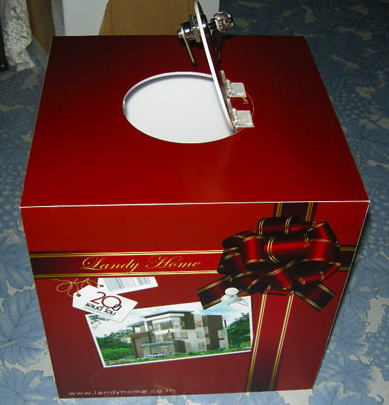 กล่องอะครีลิคใส่คูปองของขวัญ,รางวัลคูปองชิงโชคต่าง ๆ พร้อมงานพิมพ์สติกเกอร์