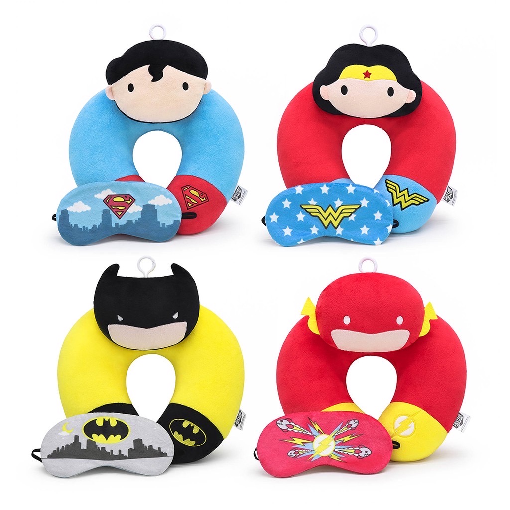 DC ลิขสิทธิ์แท้ ตุ๊กตา หมอนรองคอ ซุปเปอร์ฮีโร่ DC Comics The flash / Wonder woman / Batman / Superman รุ่น chibi v.2 Travel Pillow Doll Toy 10 x 12 นิ้ว