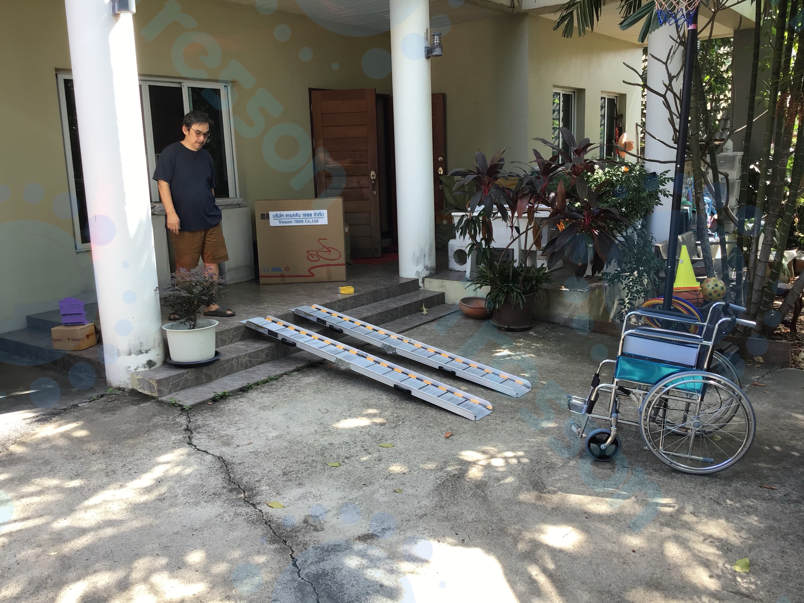 ทางลาดรถเข็นอลูมิเนียมย ยาวพิเศษ 230ซม. แบบรางคู่ ** มีของพร้อมส่ง ( 230 x 22 x 5.5 cm,)