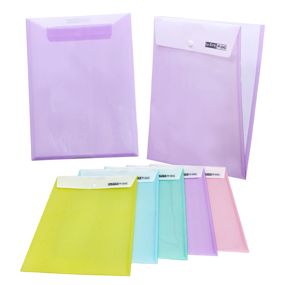 Snap Button Plastic Envelopes A4 with Additional Documents Pockets PP-224Q