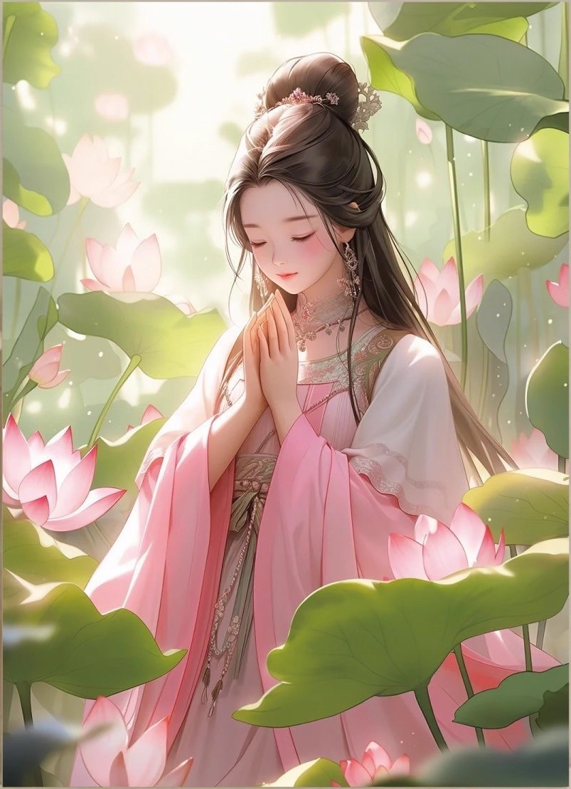 lady-1117 *สินค้าหมด* ชุดปักครอสติช ลายสาวงามดอกบัว (ปักเต็มผืนผ้า ไม่มีเดินเส้น ผ้า9CT พิมพ์ลาย ปัก 4 เส้นเล็ก) ขนาด 60*80 ซม.ผ้าครอสติช 9CTพิมพ์ลายปักบนผ้า ไหมคอตตอน 57 สี ผังลาย เข็ม