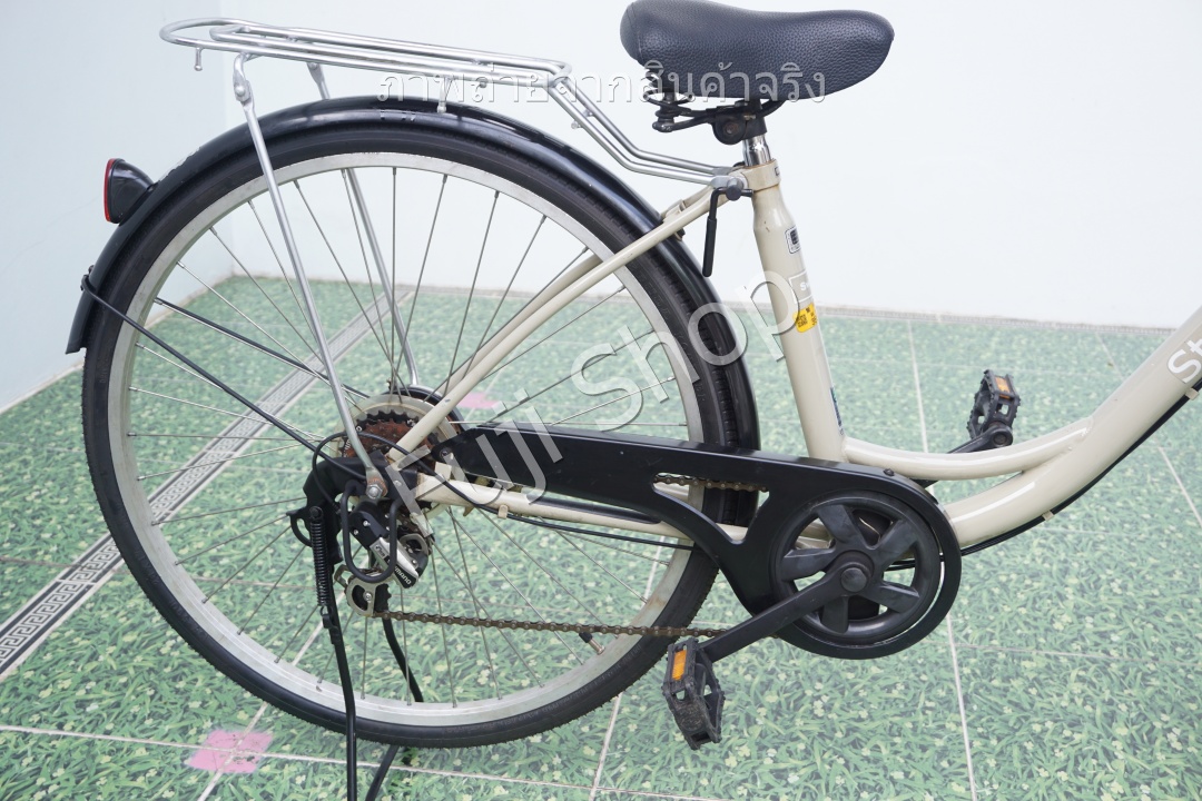 จักรยานแม่บ้านญี่ปุ่น - ล้อ 26 นิ้ว - เกียร์ 6 สปีด - สีครีม [จักรยานมือสอง]