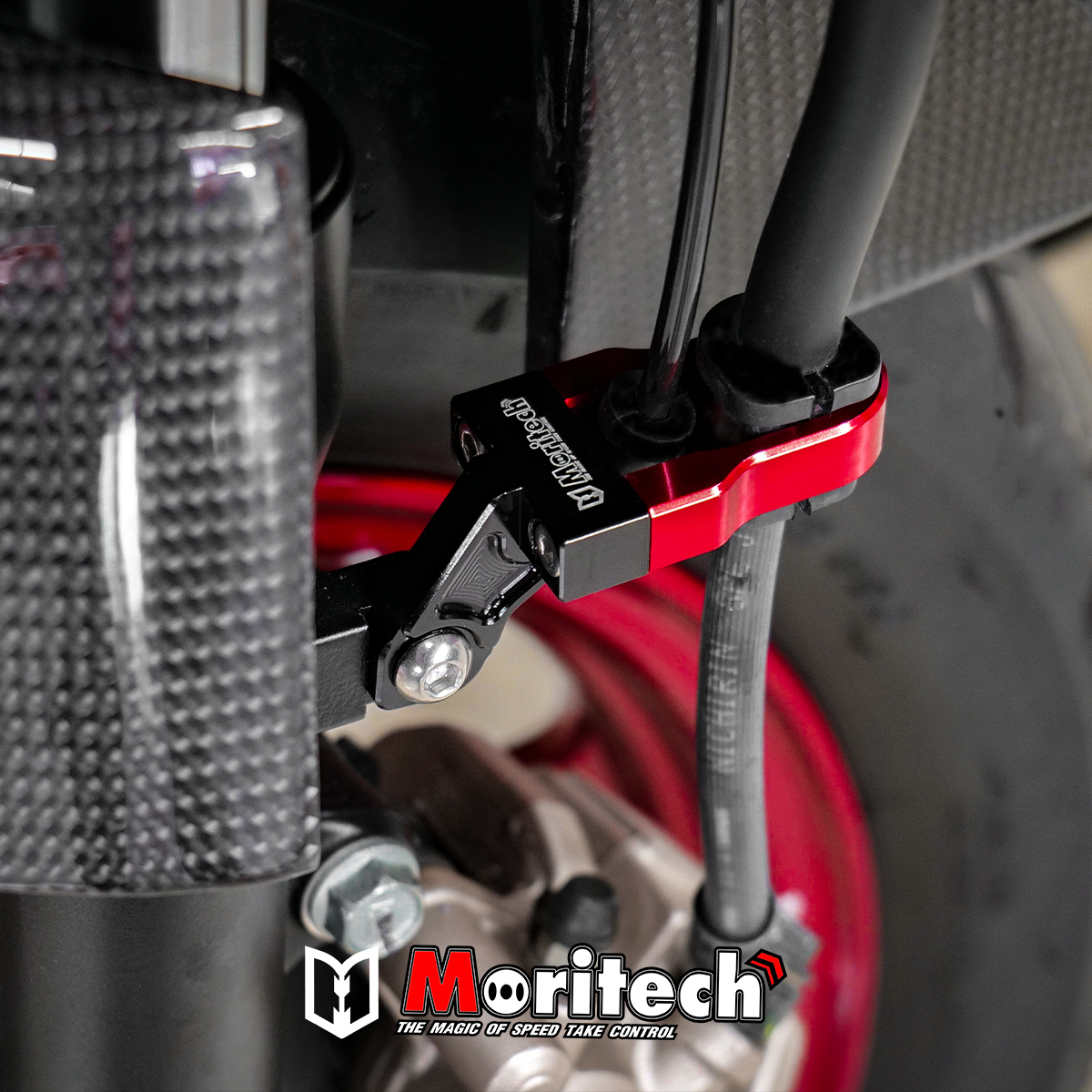 ขายึดสายน้ำมันดิสเบรคหน้า CNC MORITECH สำหรับรุ่น : GIORNO-125 / LEAD-125 / PCX-160