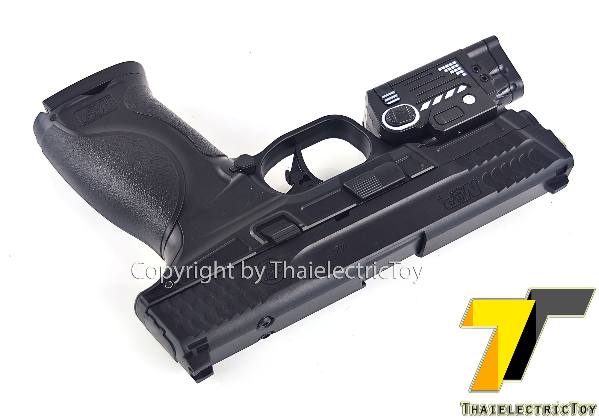 ปืนอัดลมพลาสติก Sig sauer m&p 9 ชักยิงทีล่ะนัด ลำกล้องยาว 7.5 นิ้ว หนัก 318 กรัม แขวนสไลน์ได้
