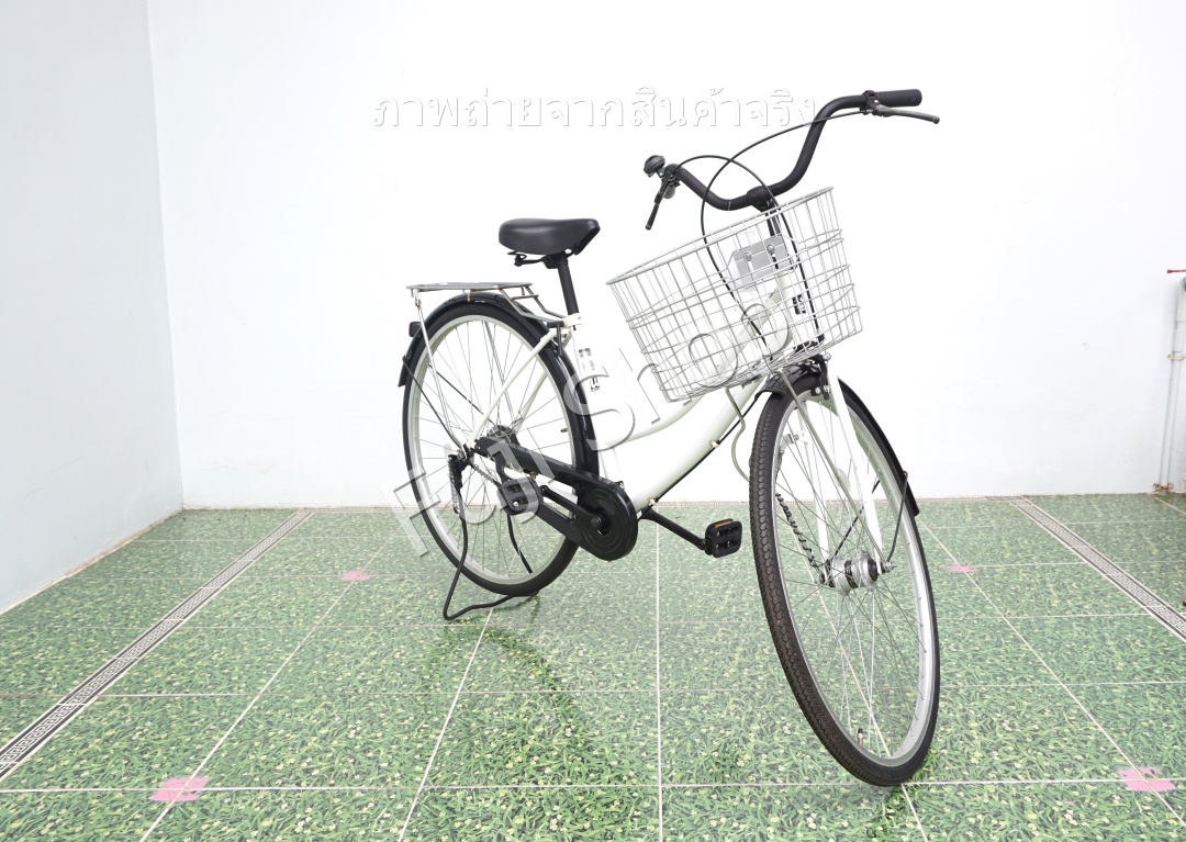 จักรยานแม่บ้านญี่ปุ่น - ล้อ 27 นิ้ว - ไม่มีเกียร์ - ไฟหน้าอัตโนมัติ - สีขาว [จักรยานมือสอง]