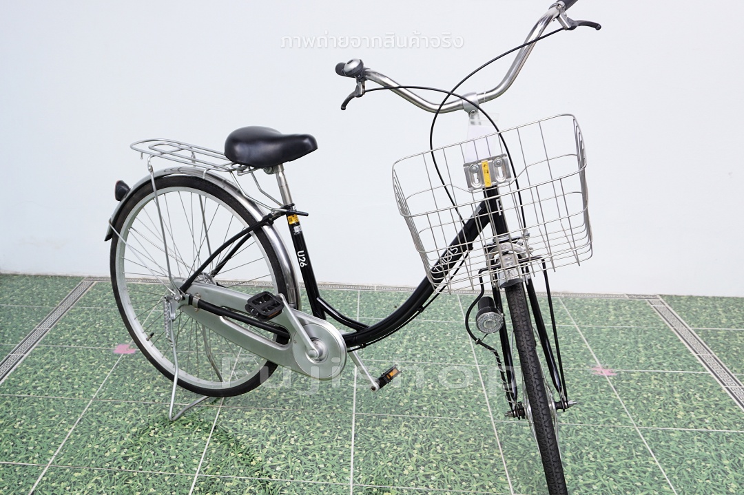 จักรยานแม่บ้านญี่ปุ่น - ล้อ 26 นิ้ว - ไม่มีเกียร์ - ไฟหน้าอัตโนมัติ - สีดำ [จักรยานมือสอง]
