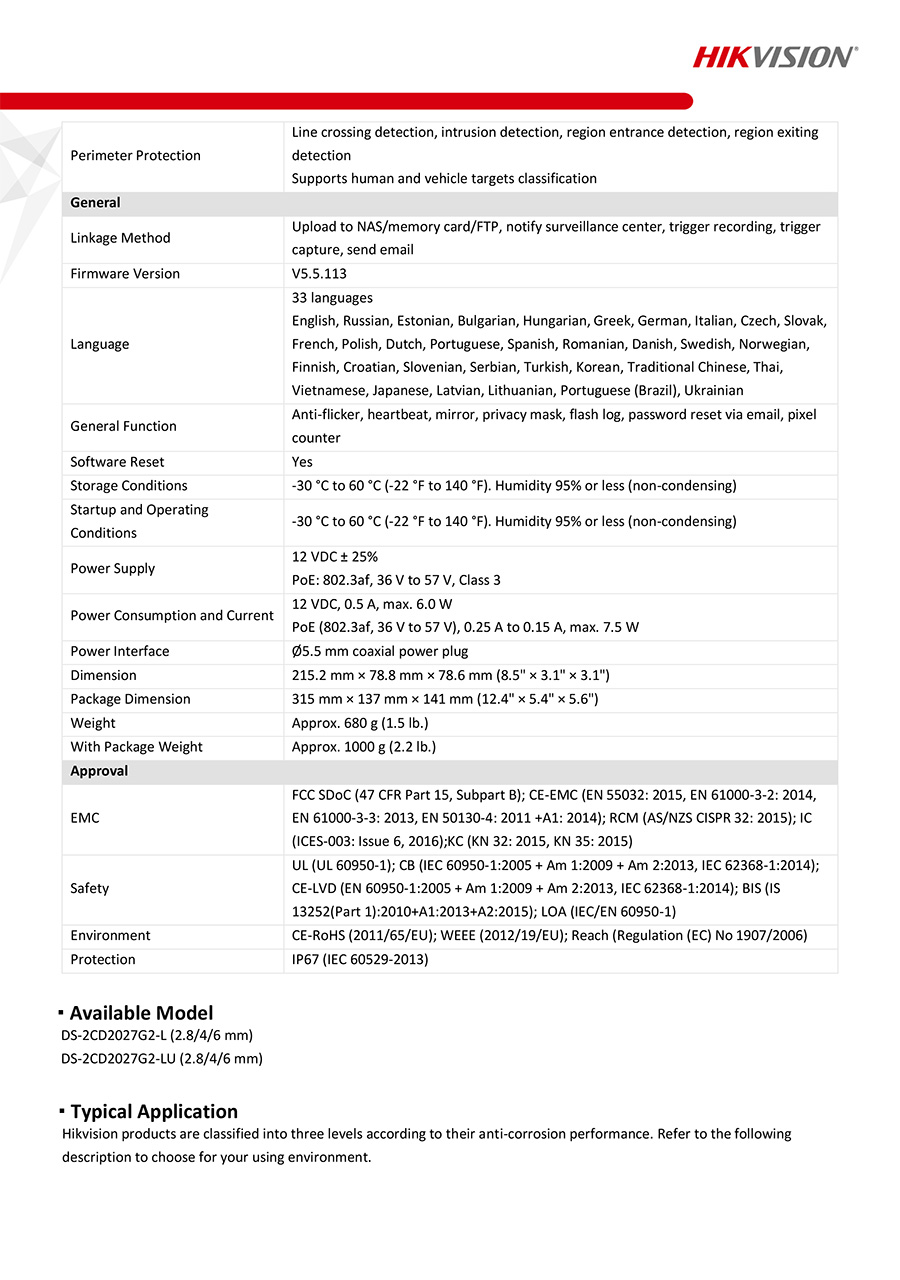 HIKVISION DS-2CD2027G2-L (2.8mm.) กล้องวงจรปิด IP CAMERA 2 MP ColorVu ภาพสี 24 ชั่วโมง Fixed Bullet Network Camera BY BILLIONAIRE SECURETECH DS-2CD2027G2-L (2.8mm.)