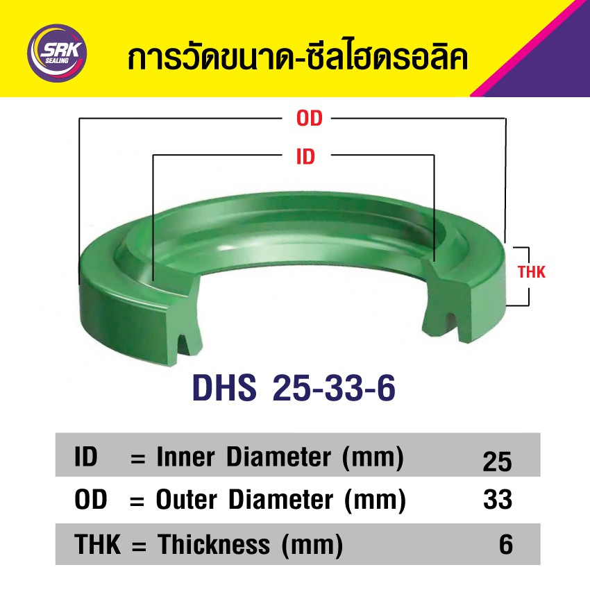 DHS 25-33-6/4.5 ซีลกันฝุ่น ,ซีลกวาดฝุ่น ซีลรูดฝุ่น(PU) Wiper SEAL ( 1ชิ้น)
