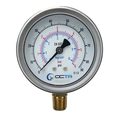 "OCTA" PRESSURE GAUGE BRASS BOTTOM (GB100)