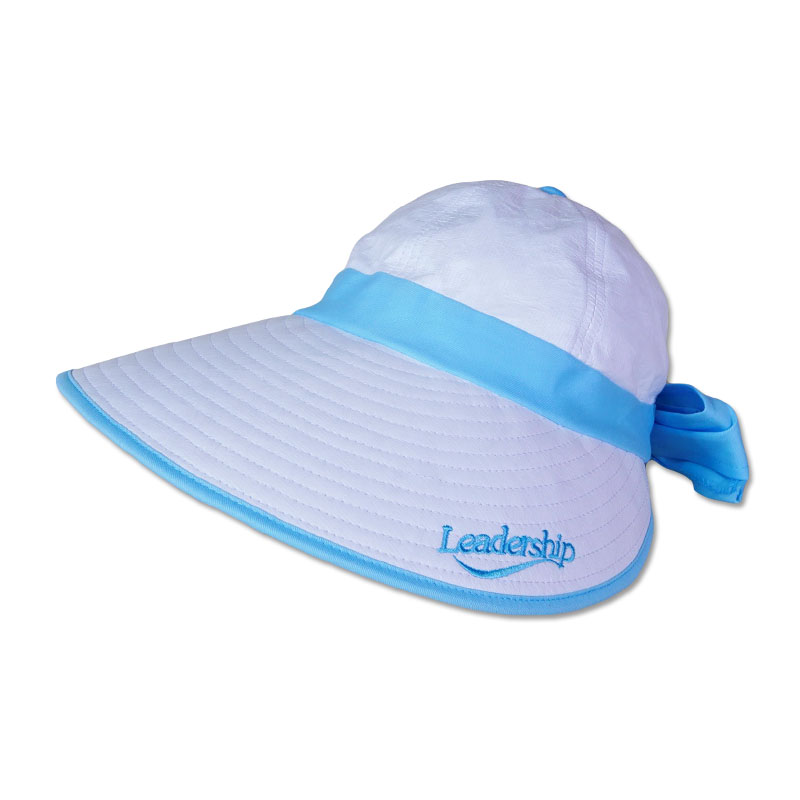 หมวกกอล์ฟ กันUV กันแดด ผ้าDupont สีขาว/ขอบสีฟ้าอ่อน by Season Tales