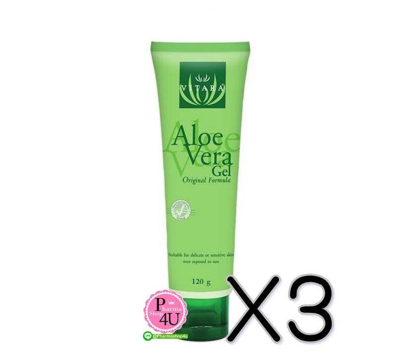 (ซื้อ3 ราคาพิเศษ) Vitara Aloe Vera Gel 99.5% 120g ไวทาร่า อโลเวร่า เจล เจลว่านหางจระเข้ สูตรต้นตำรับ (Original)