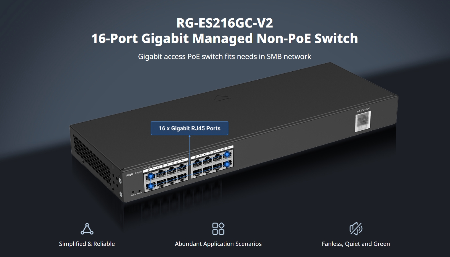 RUIJIE RG-ES216GC-V2, 16-Port Gigabit Smart Cloud Managed Non-PoE Switch BY BILLIONAIRE SECURETECH RG-ES216GC-V2