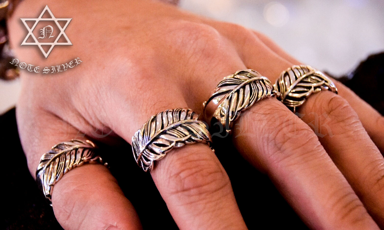 แหวนขนนก ฟรีไซส์ Feather Ring Sterling Silver 925 NSRG1200