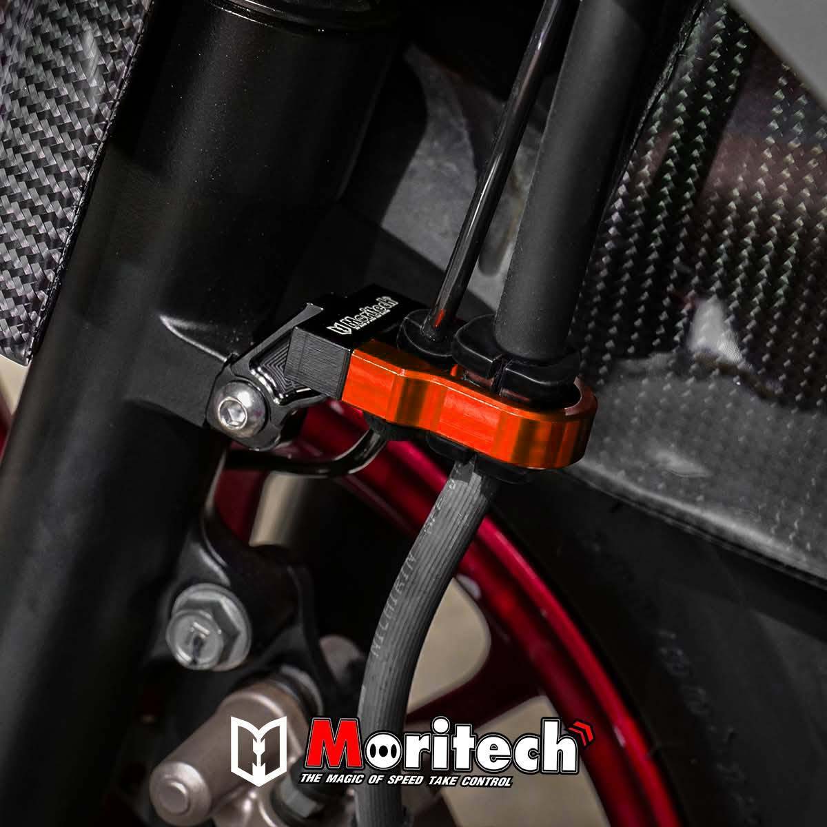 ขายึดสายน้ำมันดิสเบรคหน้า CNC MORITECH สำหรับรุ่น : GIORNO-125 / LEAD-125 / PCX-160