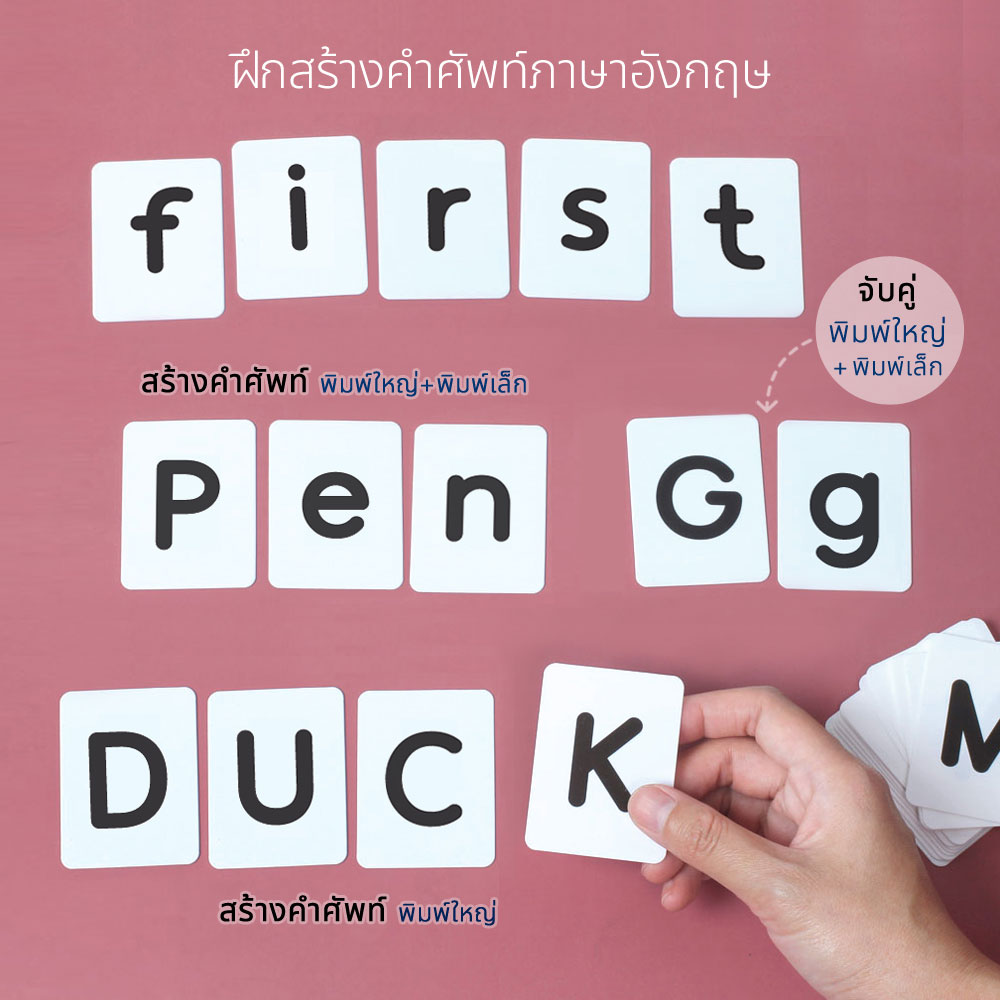 บัตรคำ Flashcards ใช้เรียนการผสมตัวอักษรภาษาอังกฤษ เรียนรู้คำศัพท์
