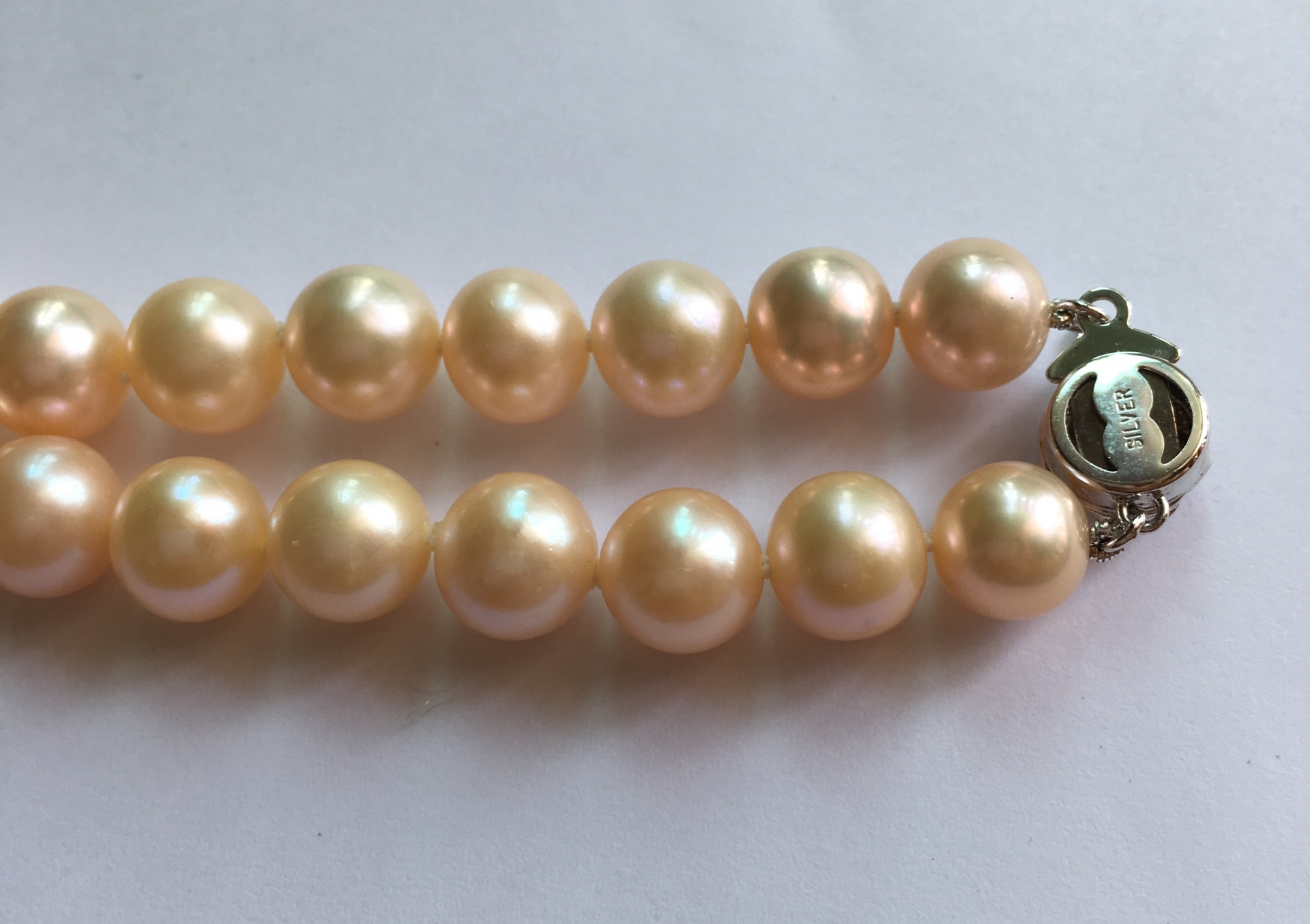 สร้อยคอไข่มุกแท้ 8.5 - 9.5 มิล กลม สีส้ม AA++