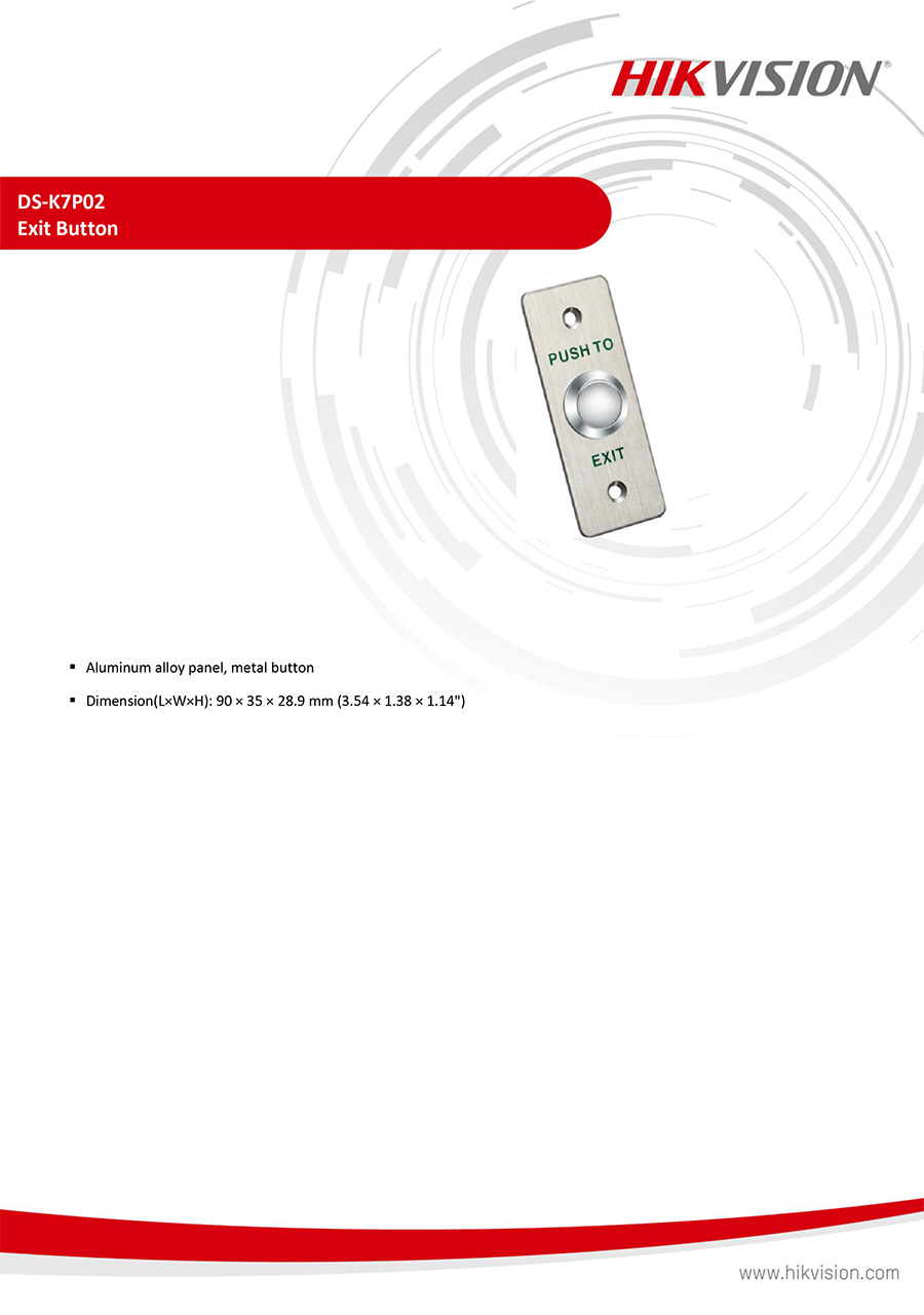 HIKVISION DS-K7P02 Exit & Emergency Button BY BILLIONAIRE SECURETECH DS-K7P02