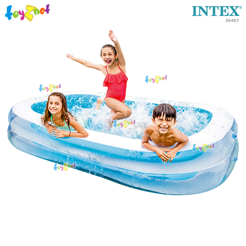 Intex Family Pool 2.62x1.75x0.56 m Green No.56483 + DQIII-S Air Pump (Inflate/Deflate)