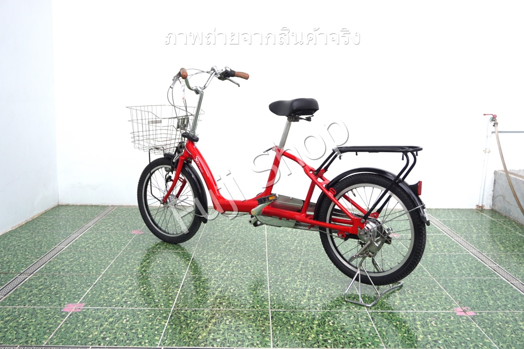 จักรยานแม่บ้าน Cargo ญี่ปุ่น - ล้อ 20x1.75 - เกียร์ดุม 3 สปีด - อลูมิเนียม - ไฟหน้าอัตโนมัติ - Bridgestone Angelina - สีแดง [จักรยานมือสอง]