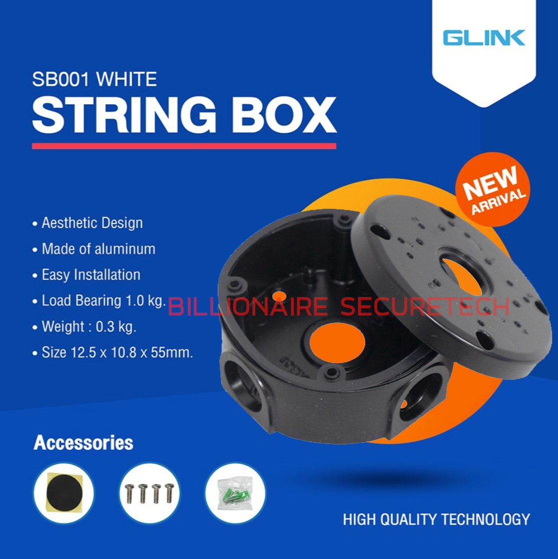 GLINK SB001 / SB-001 กล่องกันน้ำเก็บสายไฟ สีดำ ทำจากอลูมิเนียม Camera mount string box BY BILLIONAIRE SECURETECH SB001 ดำ