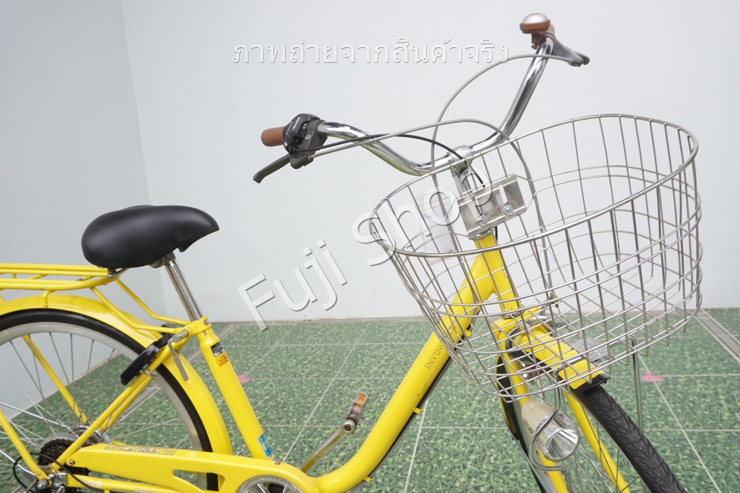 จักรยานแม่บ้านญี่ปุ่น - ล้อ 26 นิ้ว - เกียร์ 6 สปีด - ไฟหน้าอัตโนมัติ - สีเหลือง [จักรยานมือสอง]