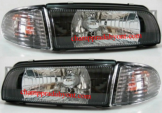 ไฟหน้าเพชร MITSUBISHI LANCER E-CAR 92-94 ดำ พร้อมมุมดำ