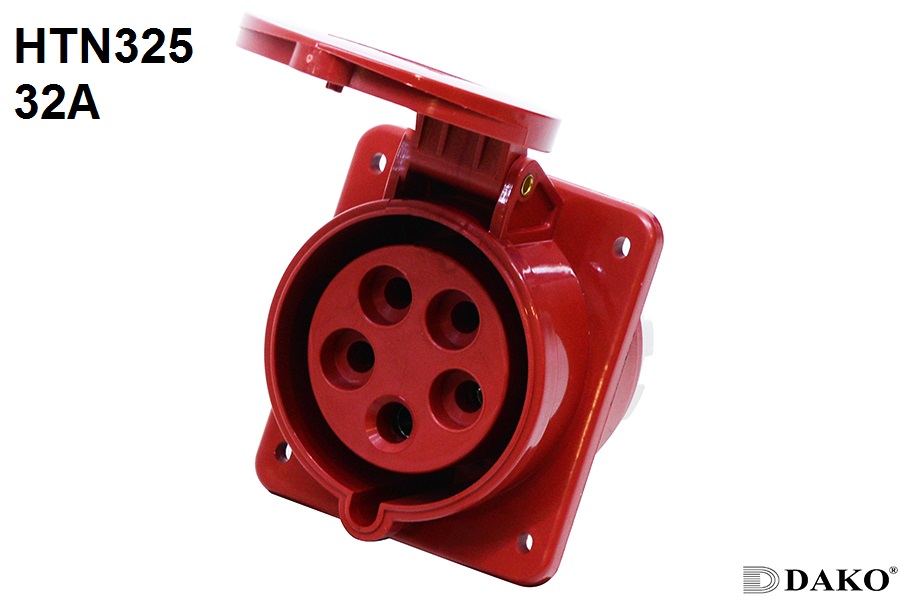 HTN325 ปลั๊กตัวเมียฝังเฉียง 3P+N+E 32A 400V IP44 6h