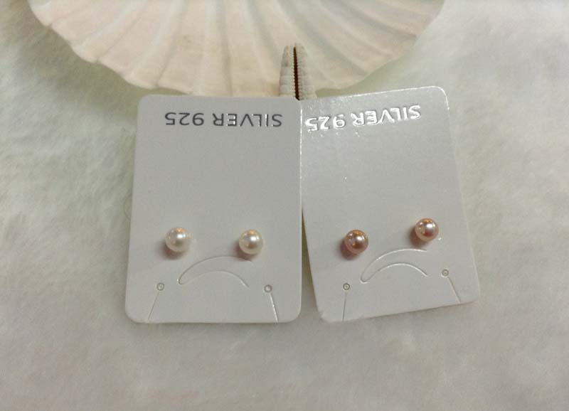 ต่างหูไข่มุกแท้ 5-5.5 มิล มุกกลม ก้านเงินแท้