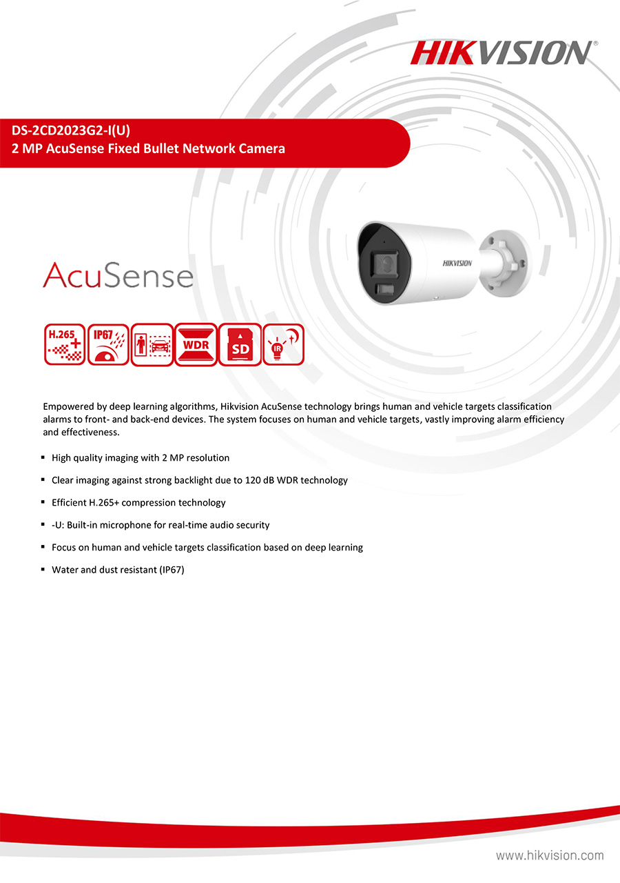 HIKVISION DS-2CD2023G2-IU (2.8/4mm.) กล้องวงจรปิด IP CAMERA 2 MP AcuSense BY BILLIONAIRE SECURETECH DS-2CD2023G2-IU